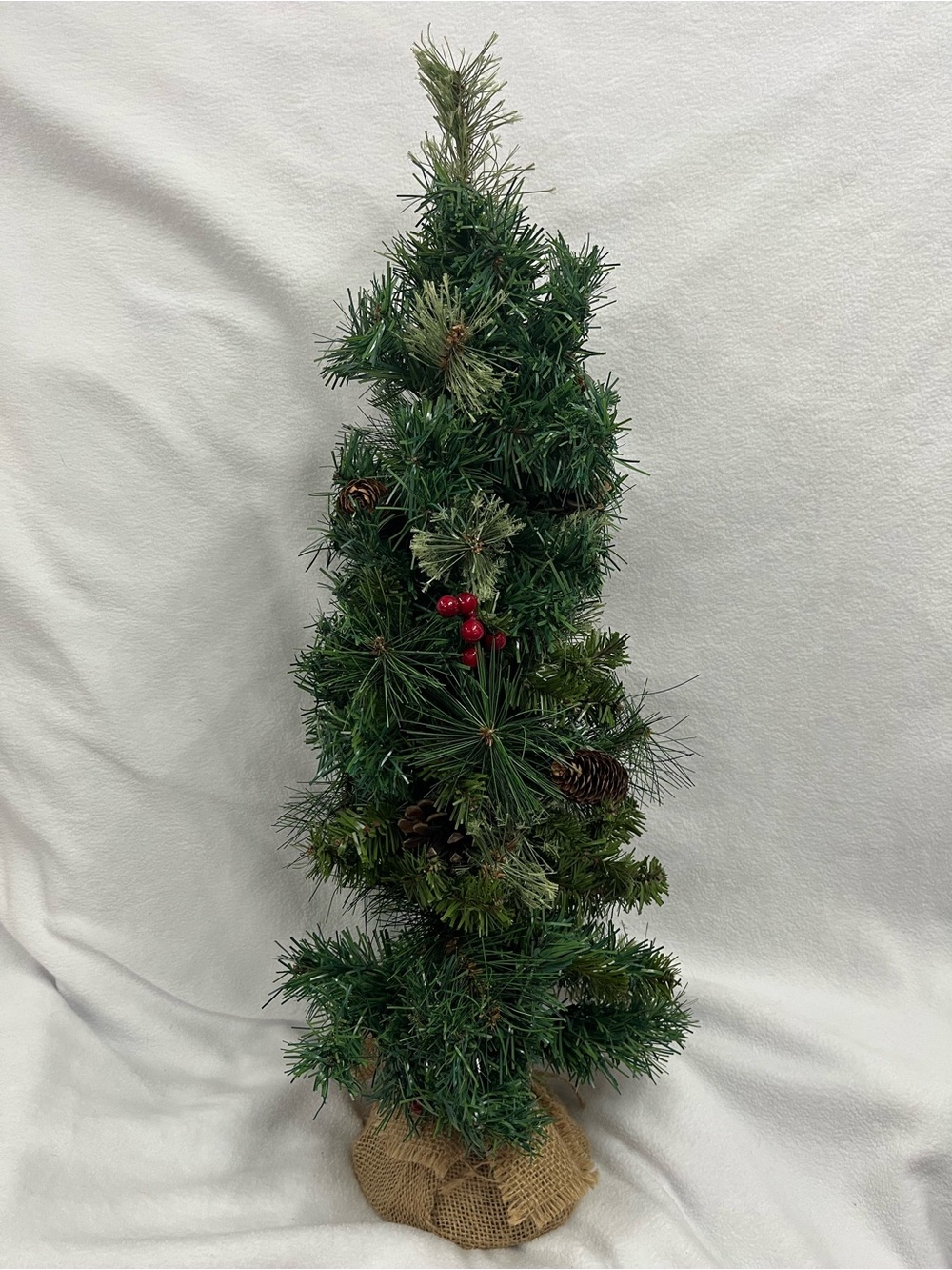 Artificial Slim Pine Holiday Tree with Red Berries